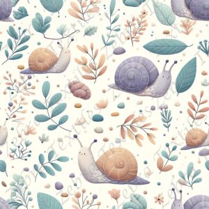 Escargot mauve et feuillage
