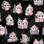 Hibou habillé rose fond étoile doré