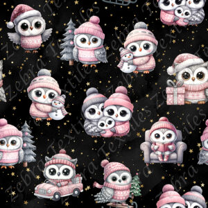 Hibou habillé rose fond étoile doré