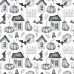 Maison et citrouille noir et blanc