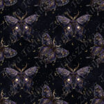 Papillon de nuit bleu mauve fond étoilé