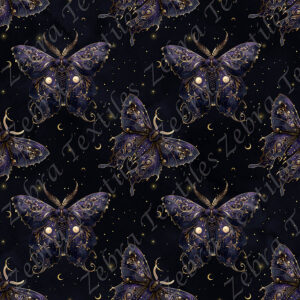Papillon de nuit bleu mauve fond étoilé