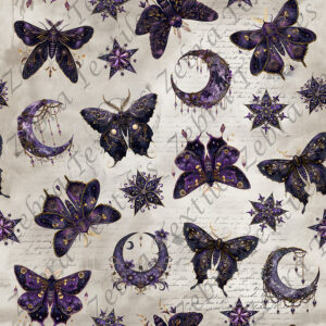 Papillon de nuit et lune fond taupe