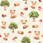 Renard en forêt fond crème