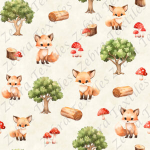 Renard en forêt fond crème