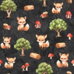 Renard en forêt fond noir