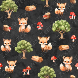 Renard en forêt fond noir