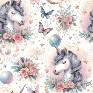 Tête de licorne et papillon