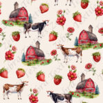 Vache et fraise fond beige