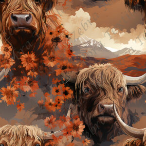 Vache highland et montagne