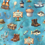 Voyage de pêche fond bleu