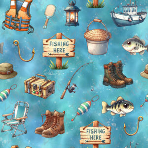 Voyage de pêche fond bleu