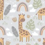 Girafe fond gris