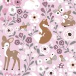 Animaux et fleur fond rose
