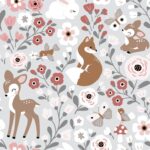 Animaux et fleur fond gris