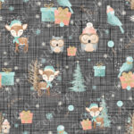 Animaux Noël pastel fond lin
