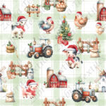 Animaux de la Ferme à Noël fond à carreau