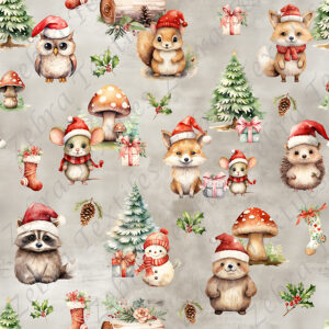 Animaux de la forêt Noël fond taupe