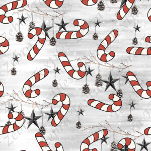 Canne de Noël et cocotte fond gris