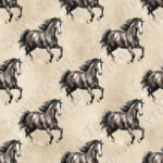 Cheval noir aquarelle1 fond taupe