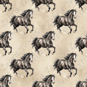 Cheval noir aquarelle1 fond taupe