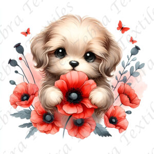 Chien et coquelicot