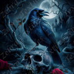 Corbeau et pleine lune