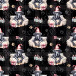Danois de Noël sur coussin fond plaid noir