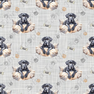Danois sur coussin fond lin