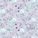 Dino mauve et turquoise fond lin