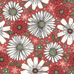 Fleur blanche et rouge fond rouge