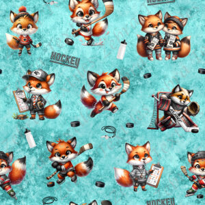 Renard hockey fond aqua