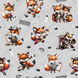 Renard hockey fond gris