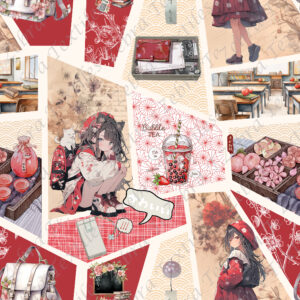 Animé girl back to school fond crème