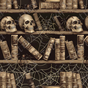 Bibliothèque skull fond noir