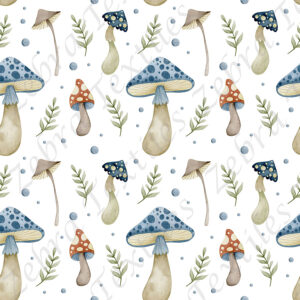 Champignon mystique rouge et bleu fond blanc