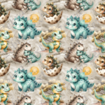 Dino cute aqua fond taupe