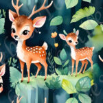 Famille bambi en forêt