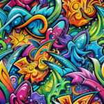 Graffiti art bleu orangé