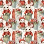 Lapin chandail rouge et cadeau fond blanc