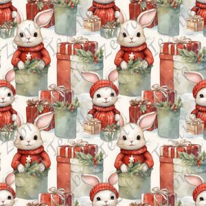 Lapin chandail rouge et cadeau fond blanc