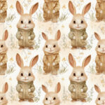 Lapin en veste fond crème