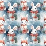Lapin et cadeau fond bleu