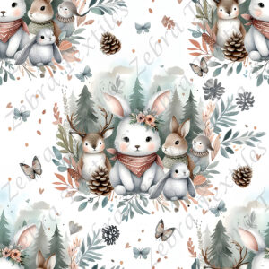 Lapin et chevreuil fond blanc