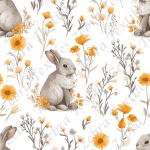Lapin et fleur orangée