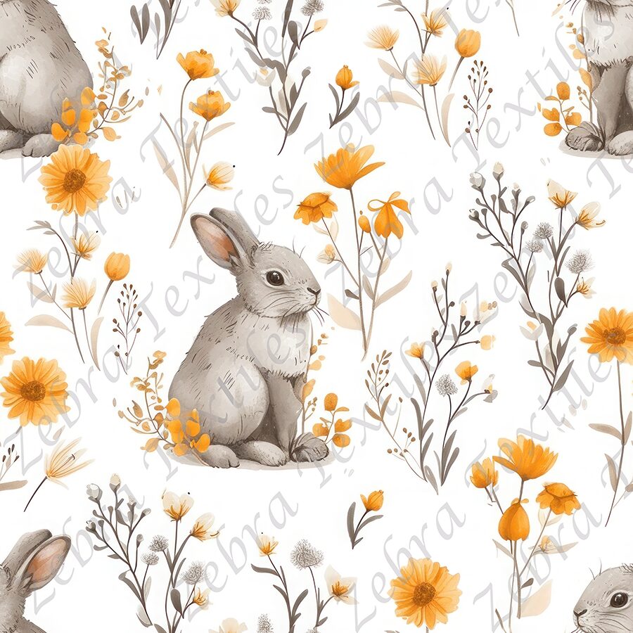 Lapin et fleur orangée