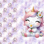 Licorne et coeur fond mauve Panneau