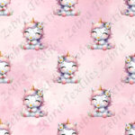 Licorne et coeur fond rose