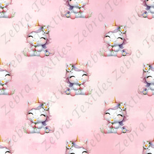Licorne et coeur fond rose