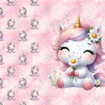 Licorne et coeur fond rose Panneau